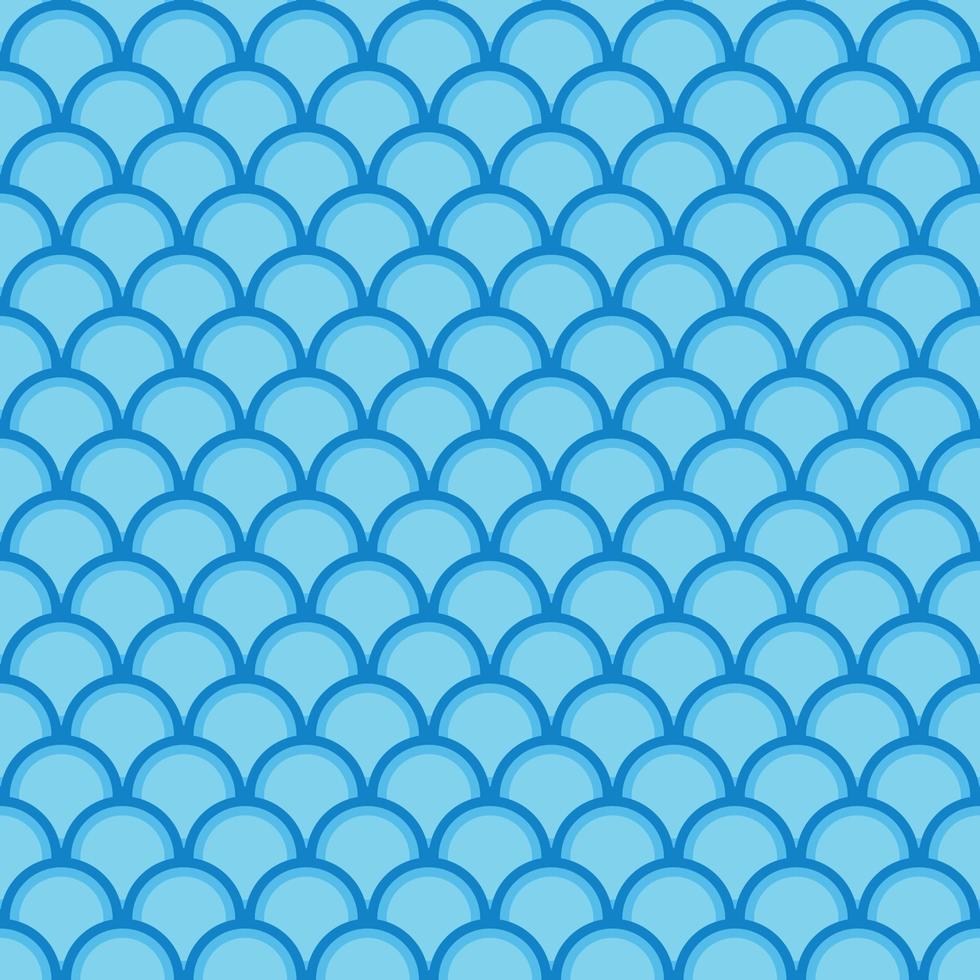 Wavy seamless pattern, symmetrical repeating background, blue geometric pattern vector