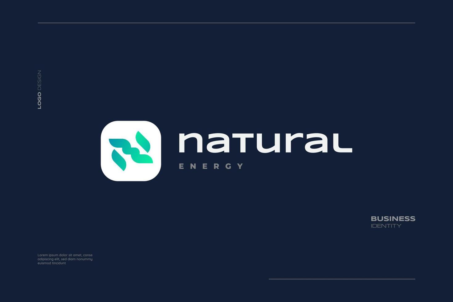 Abstract and Simple Letter N Logo with Green Gradient Style Isolated on Blue Background vector