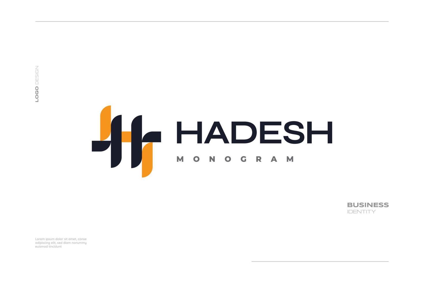 Abstract and Unique Letter H Monogram Logo in Black and Orange Color Combination vector