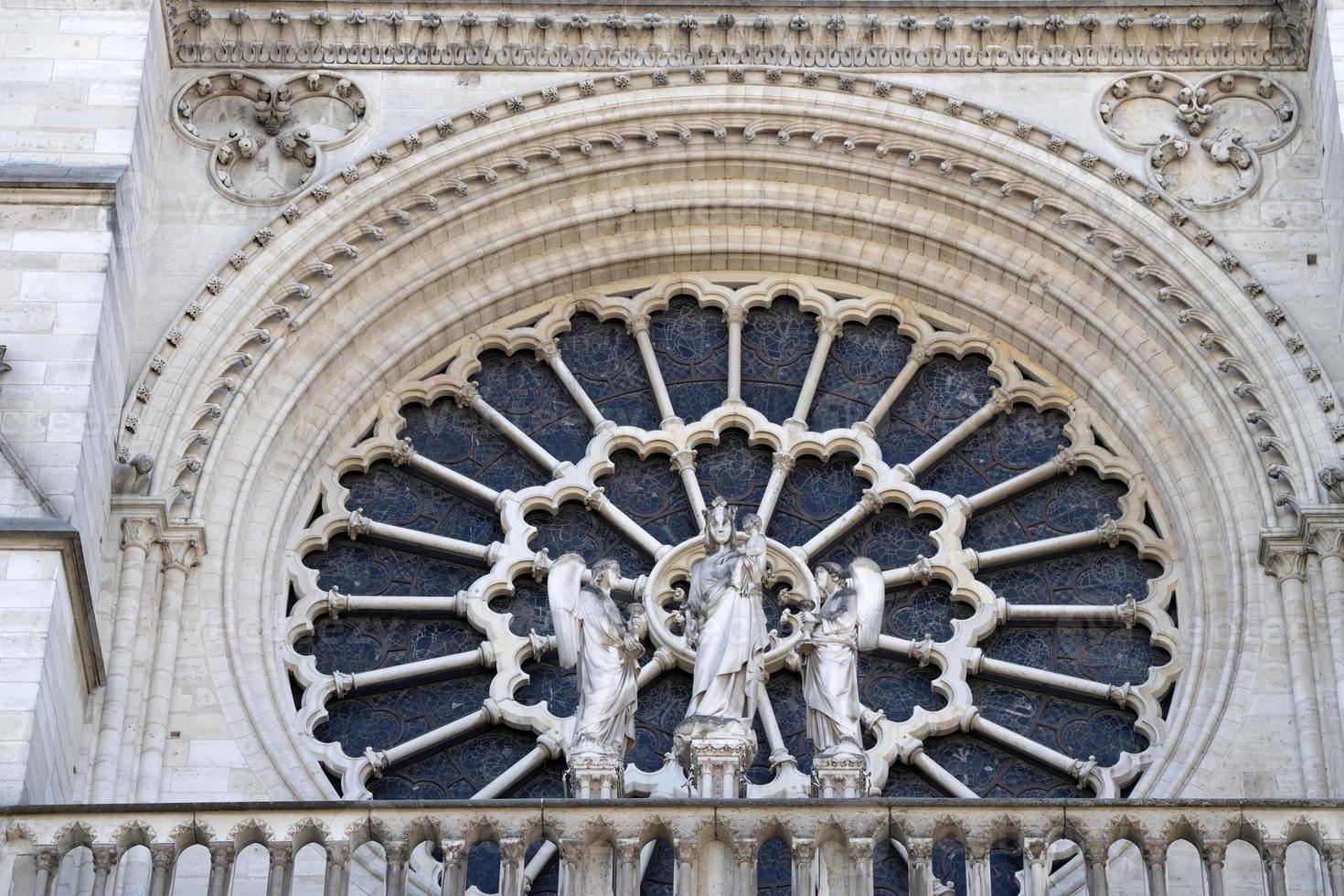 Notre dame paris cathedral statue sculpture and roof before fire photo