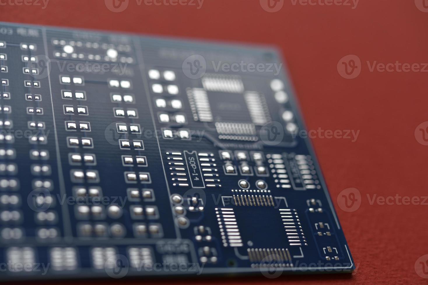 Blue microcontroller chip. A chip with a processor. A chip for assembling the device. photo