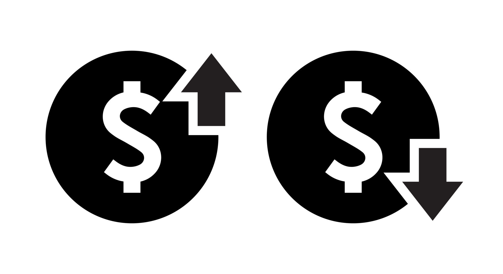 Dollar Price Up Down Icon Vector Increasing And Decreasing Currency dollar-price-up-down-icon-vector-increasing-and-decreasing-currency