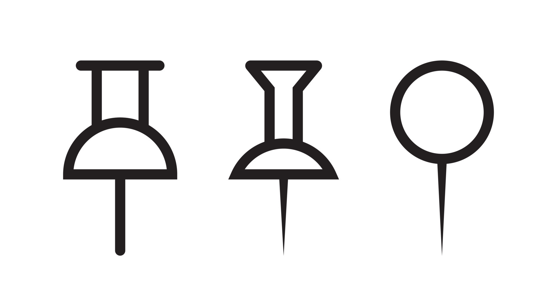 Thumbtack, push pin icon set collection vector in line style 20213743