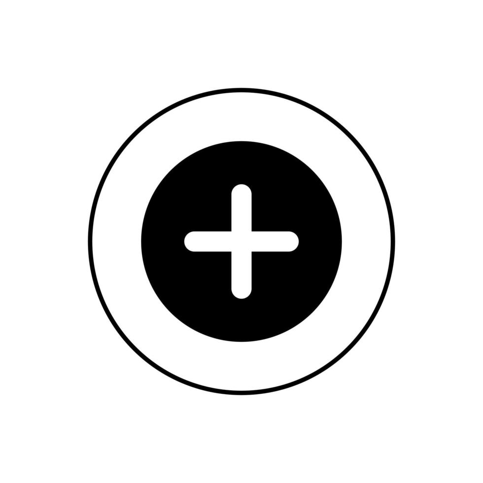 Add button, plus icon vector isolated on circle line background
