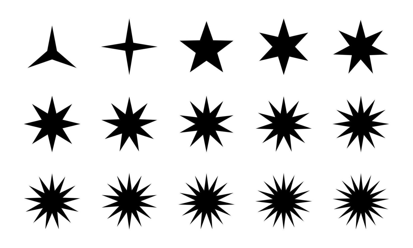 Star icon set collection in flat style. Sun sign symbol vector