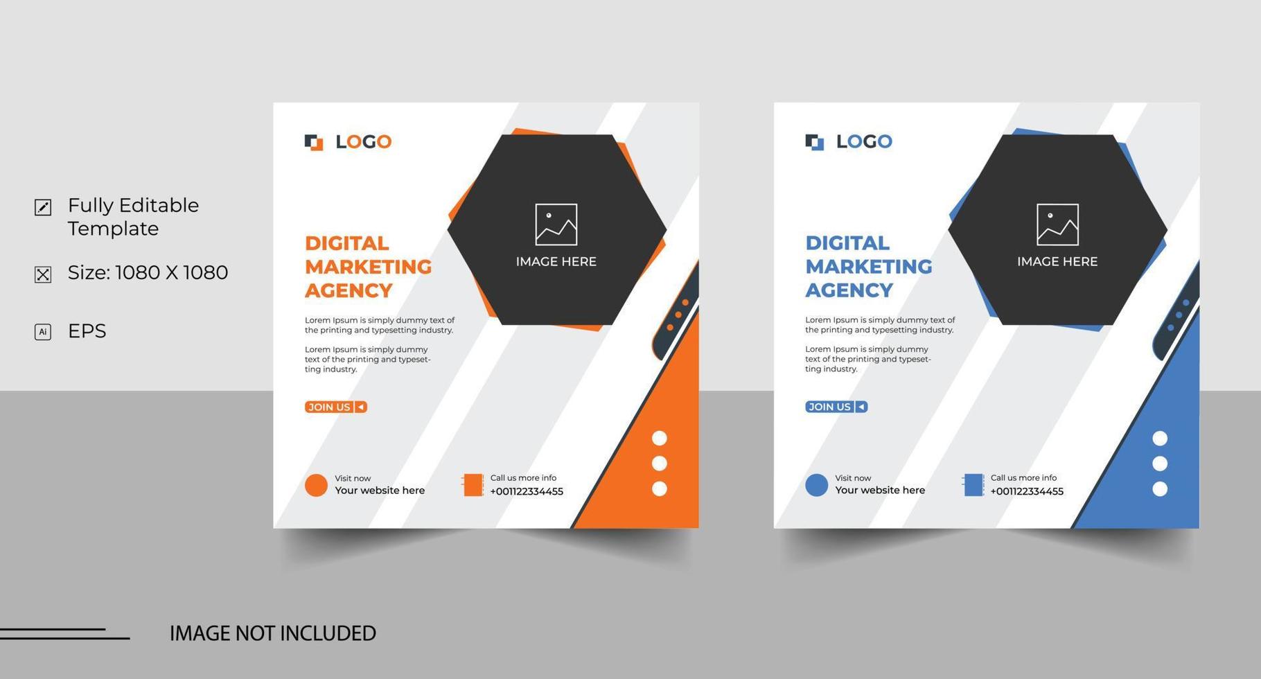 Digital marketing agency social media post template design vector