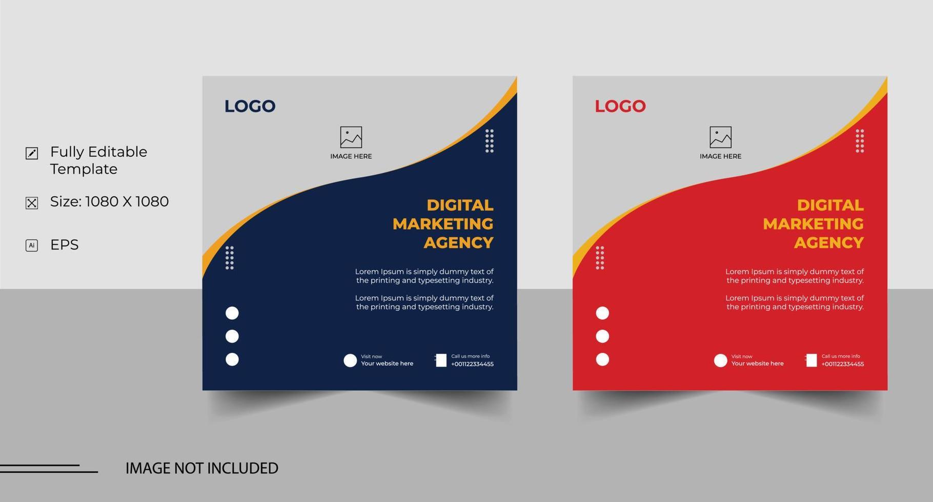 Digital marketing agency social media post template design vector