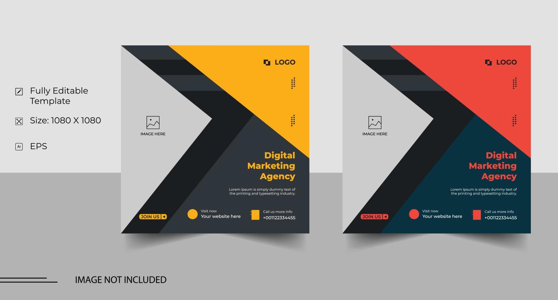 Digital marketing agency social media post template design vector