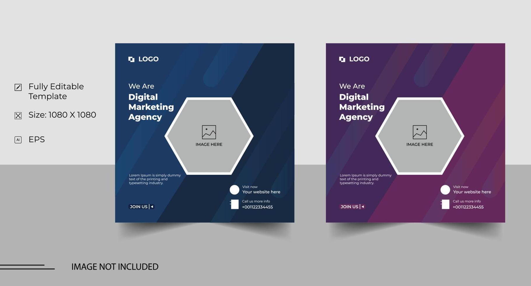 Digital marketing agency social media post template design vector
