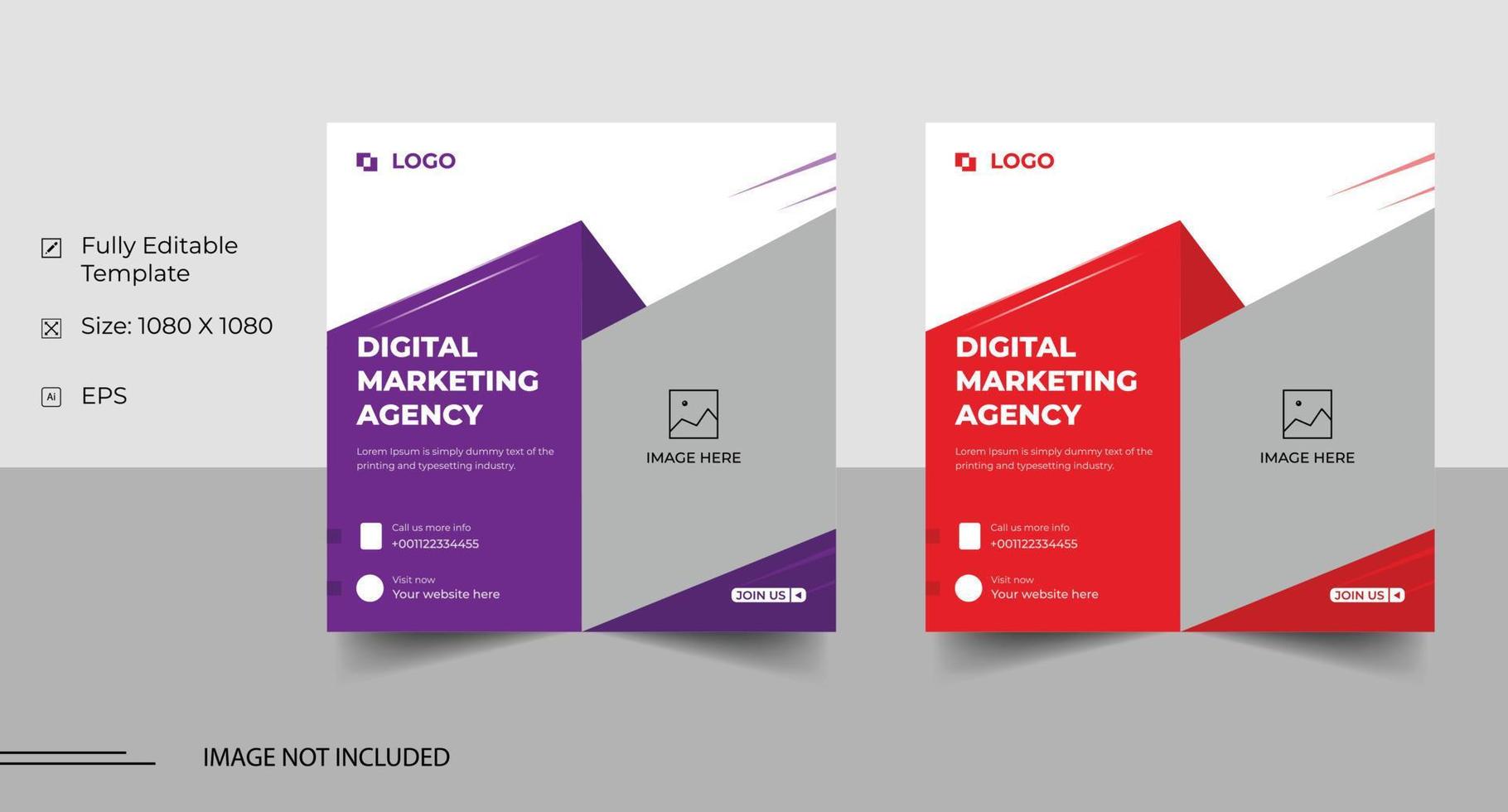 Digital marketing agency social media post template design vector