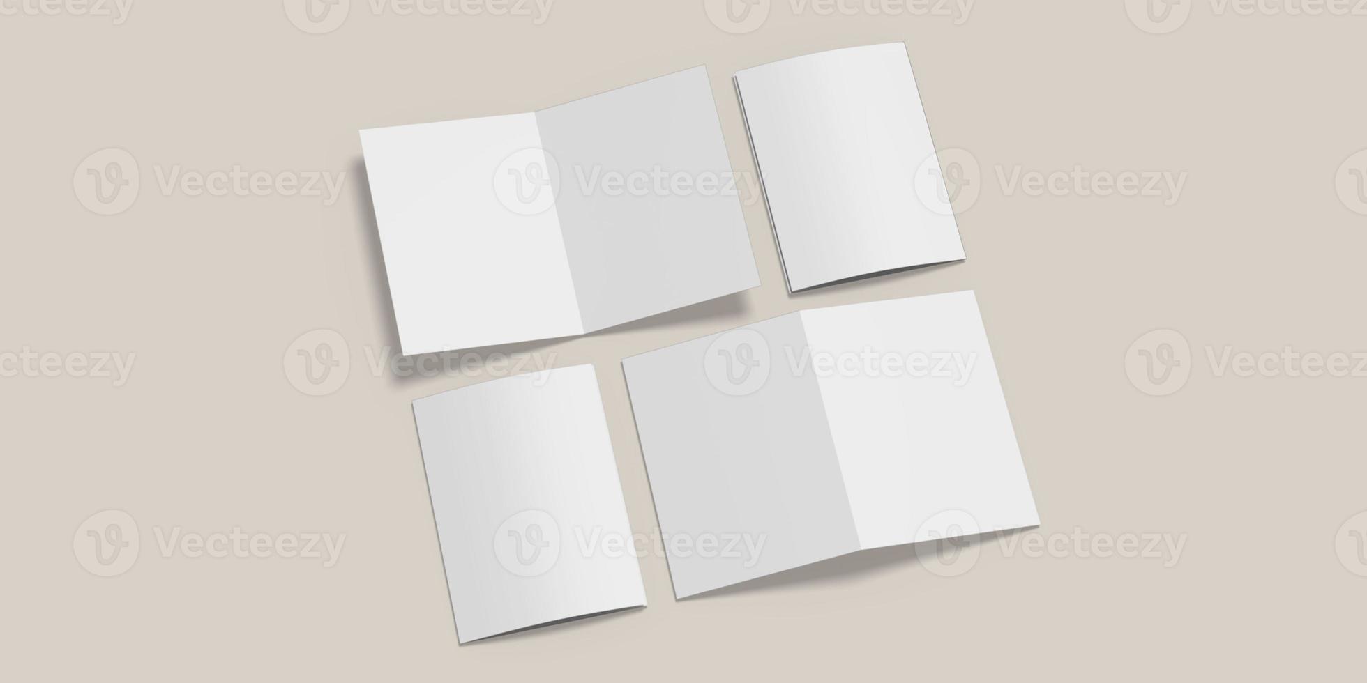 Blank Bifold Brochure illustration for mockup. 3D Render. photo