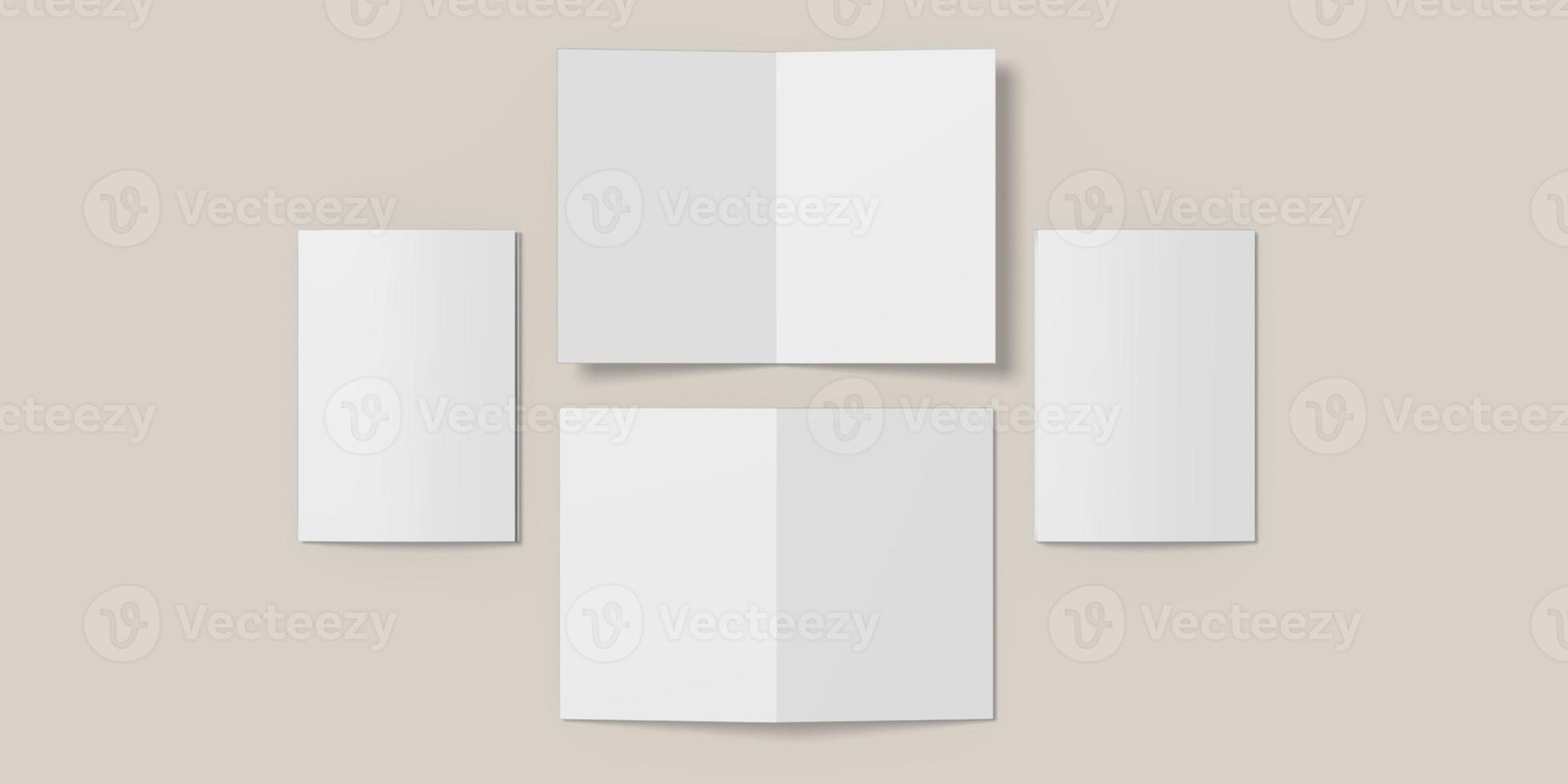 Blank Bifold Brochure illustration for mockup. 3D Render. photo