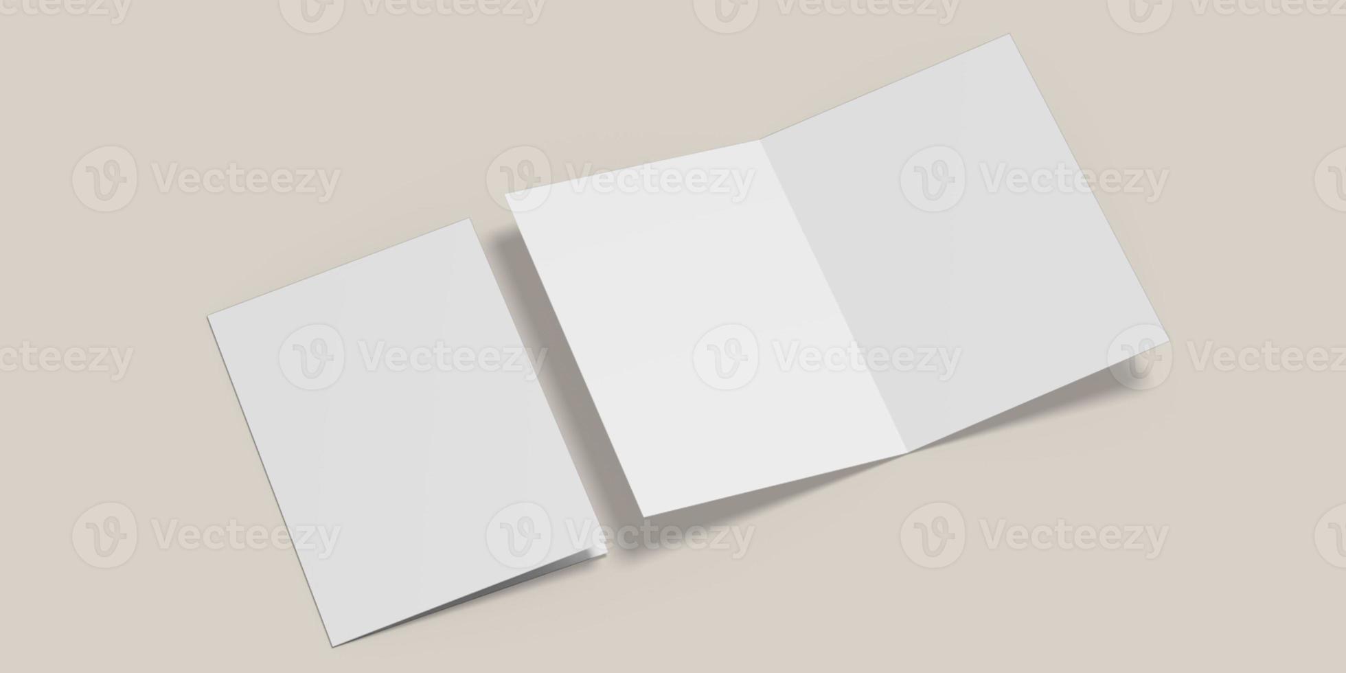 Blank Bifold Brochure illustration for mockup. 3D Render. photo