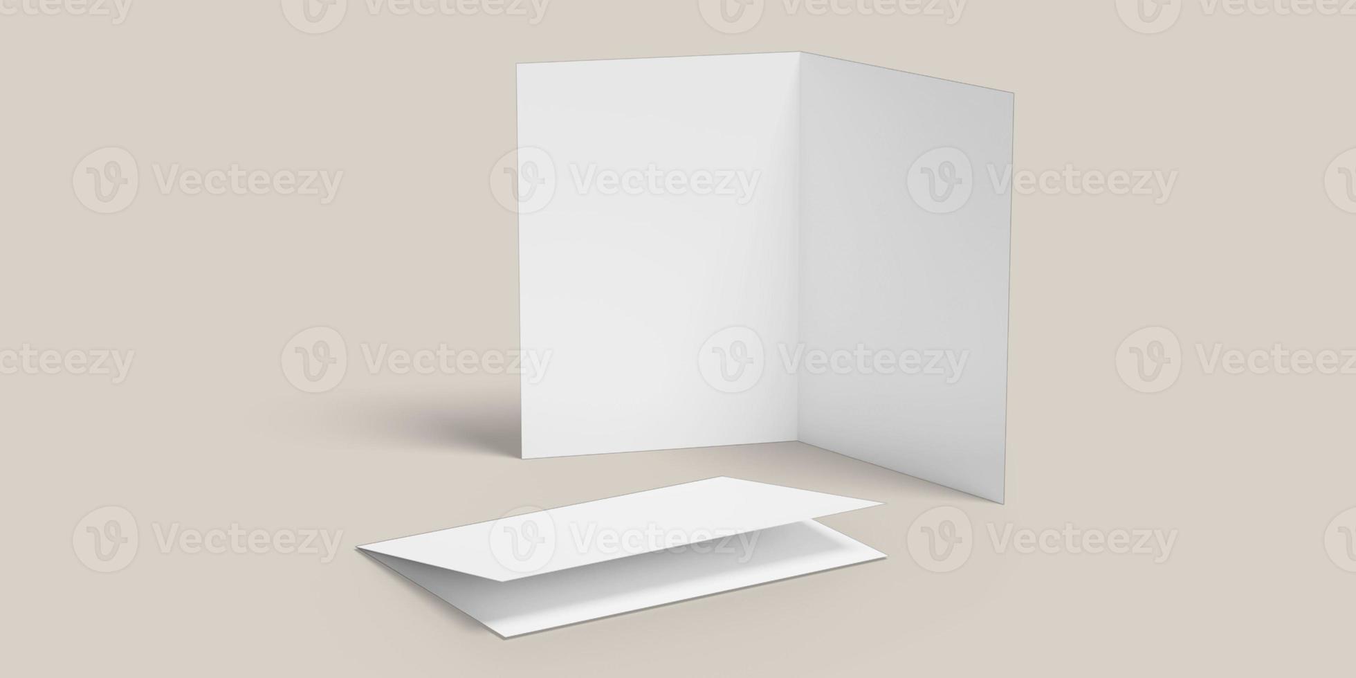 Blank Bifold Brochure illustration for mockup. 3D Render. photo