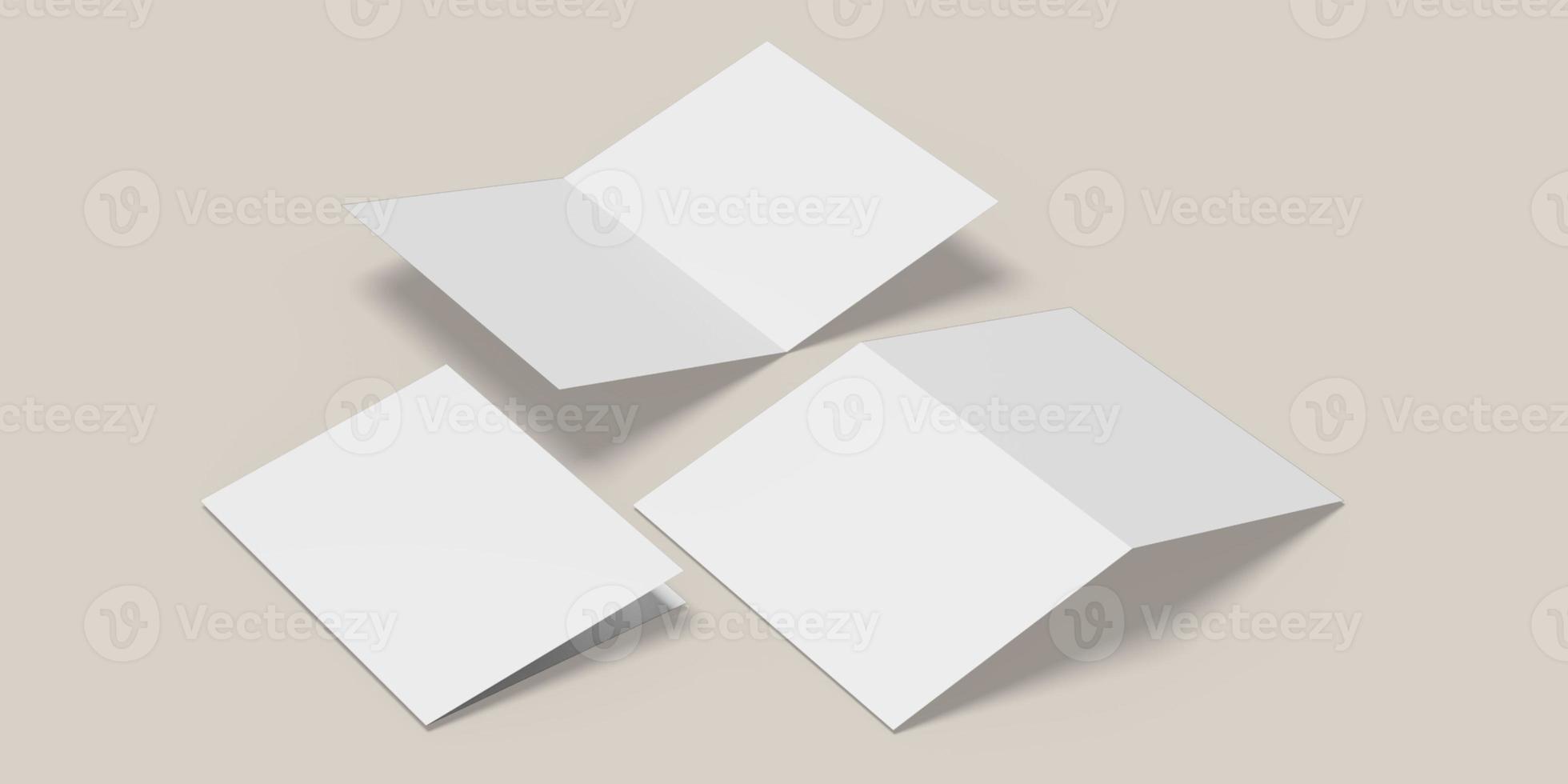 Blank Bifold Brochure illustration for mockup. 3D Render. photo