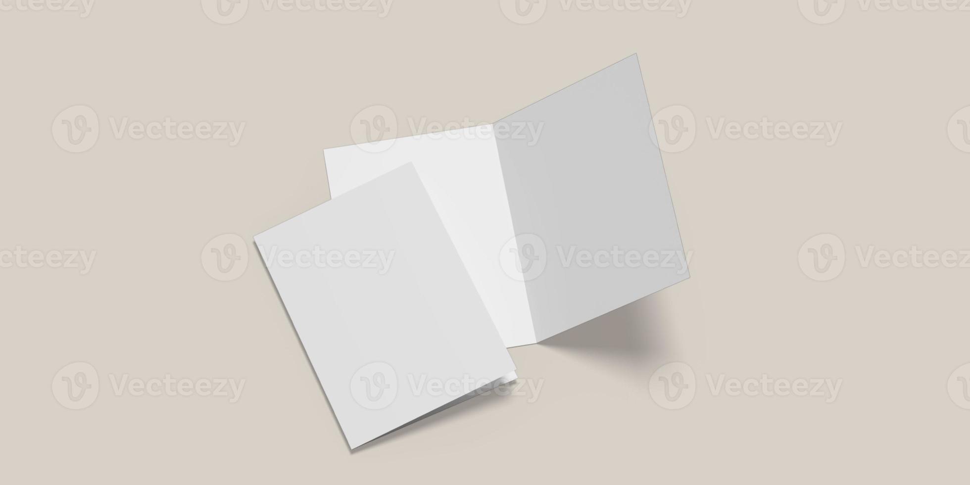 Blank Bifold Brochure illustration for mockup. 3D Render. photo