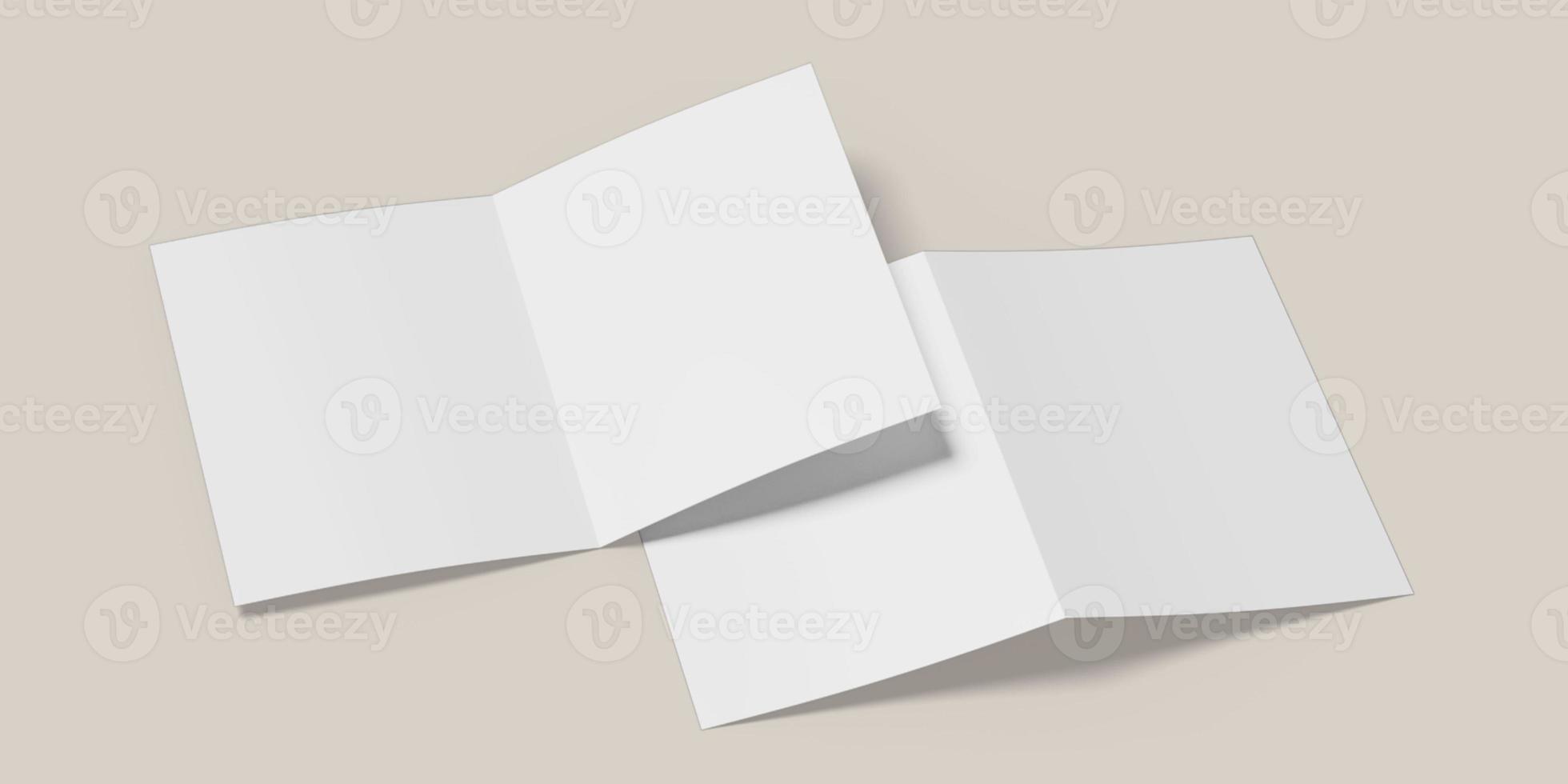 Blank Bifold Brochure illustration for mockup. 3D Render. photo
