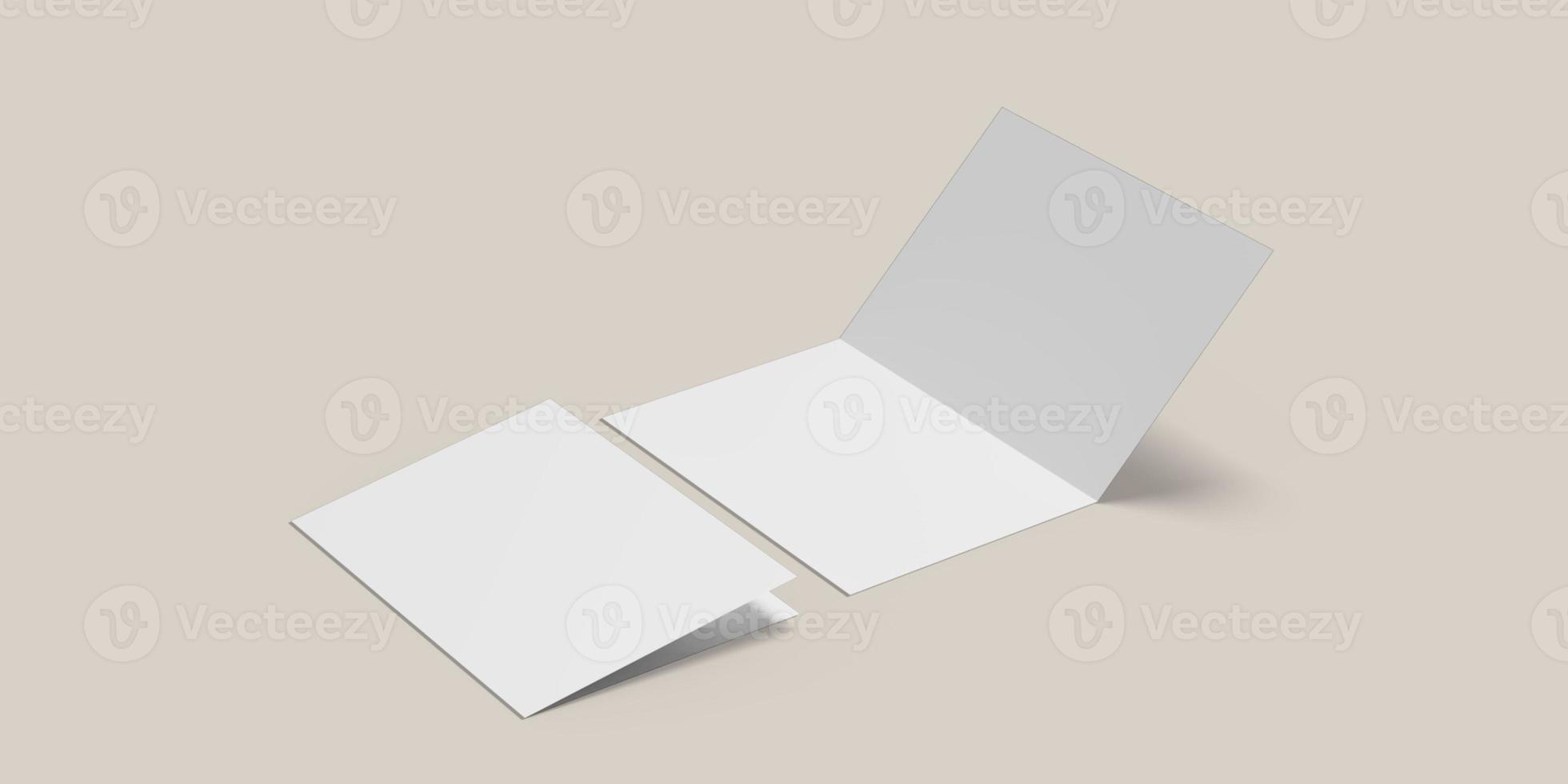 Blank Bifold Brochure illustration for mockup. 3D Render. photo