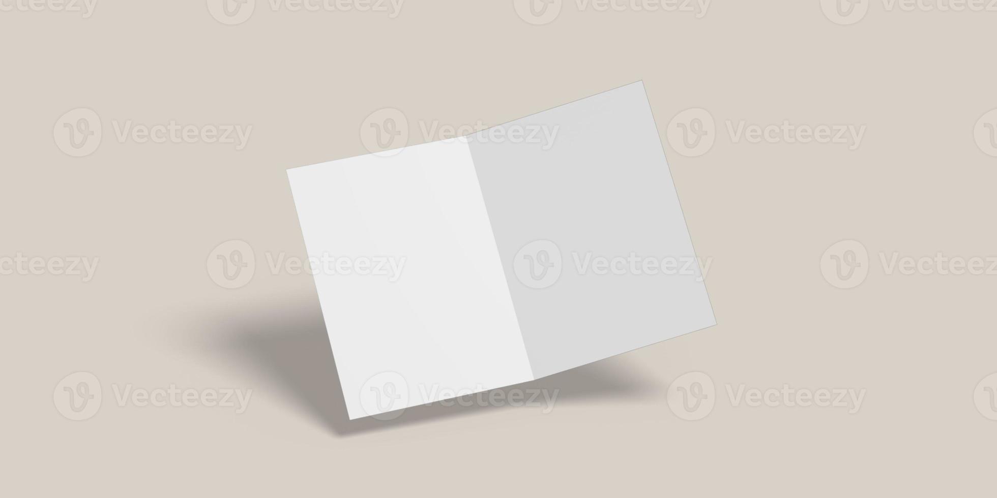 Blank Bifold Brochure illustration for mockup. 3D Render. photo