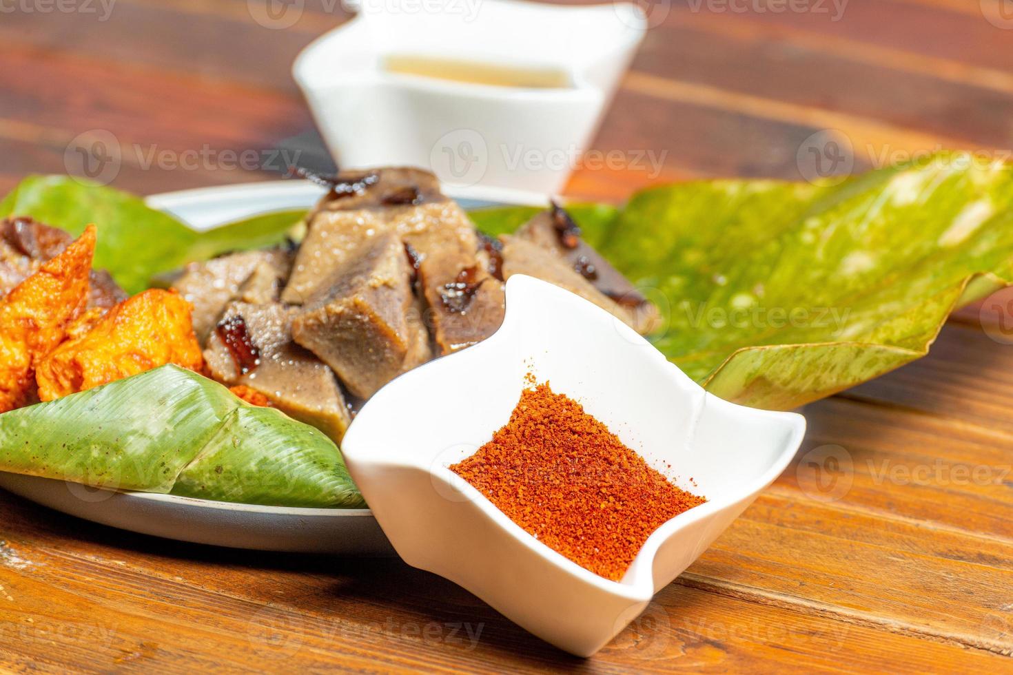 meat with sspices - vegetable and fruits photo