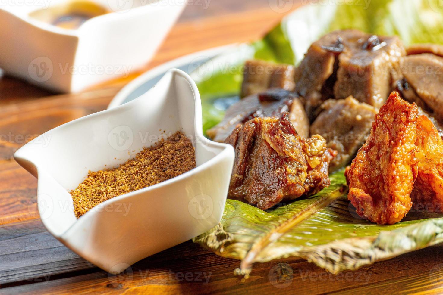 meat with sspices - vegetable and fruits photo