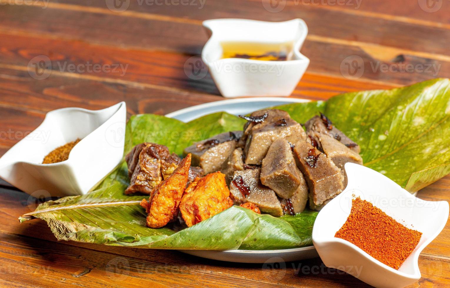 meat with sspices - vegetable and fruits photo