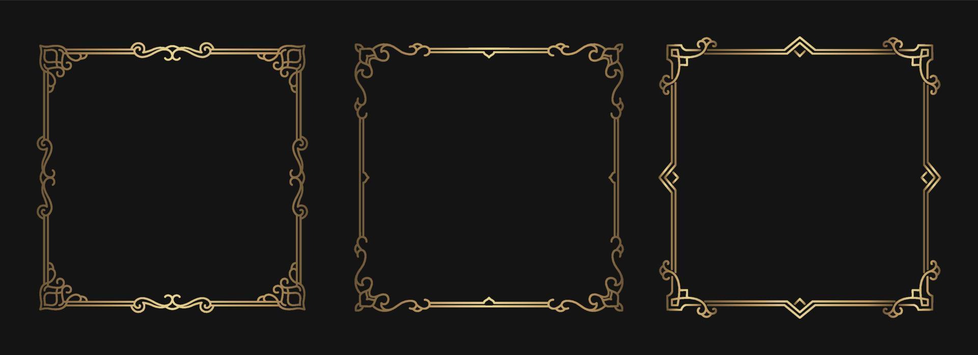set vector, frame vintage gold 20215747 Vector Art at Vecteezy