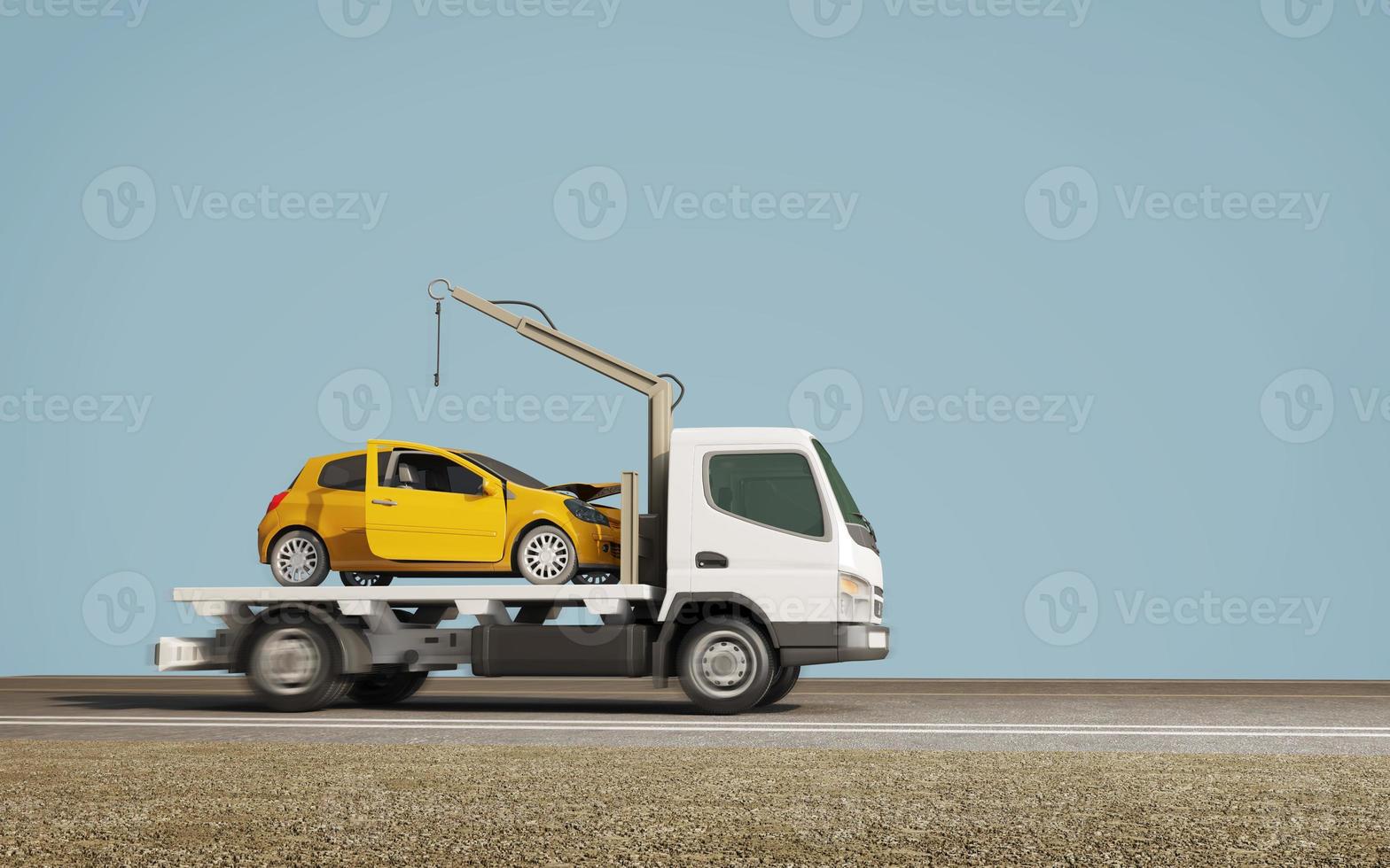 Tow truck for emergency vehicle.3d rendering photo