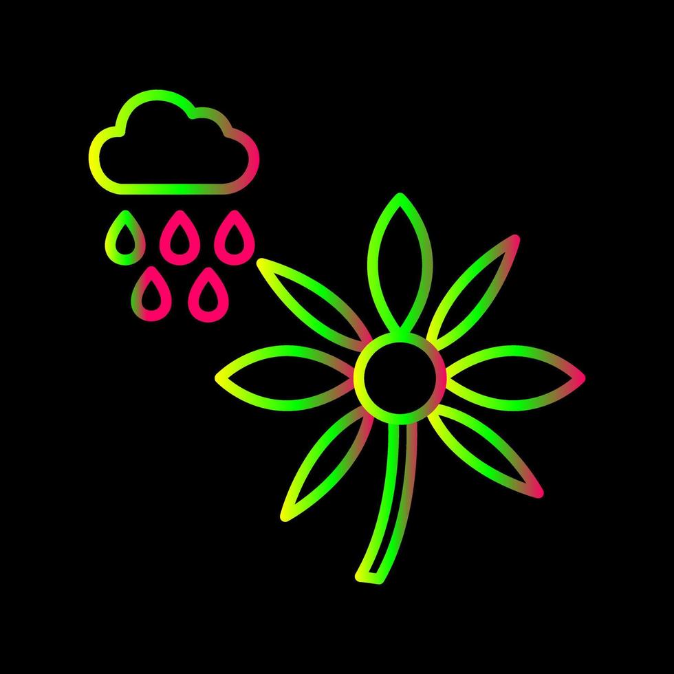 flor con icono de vector de lluvia