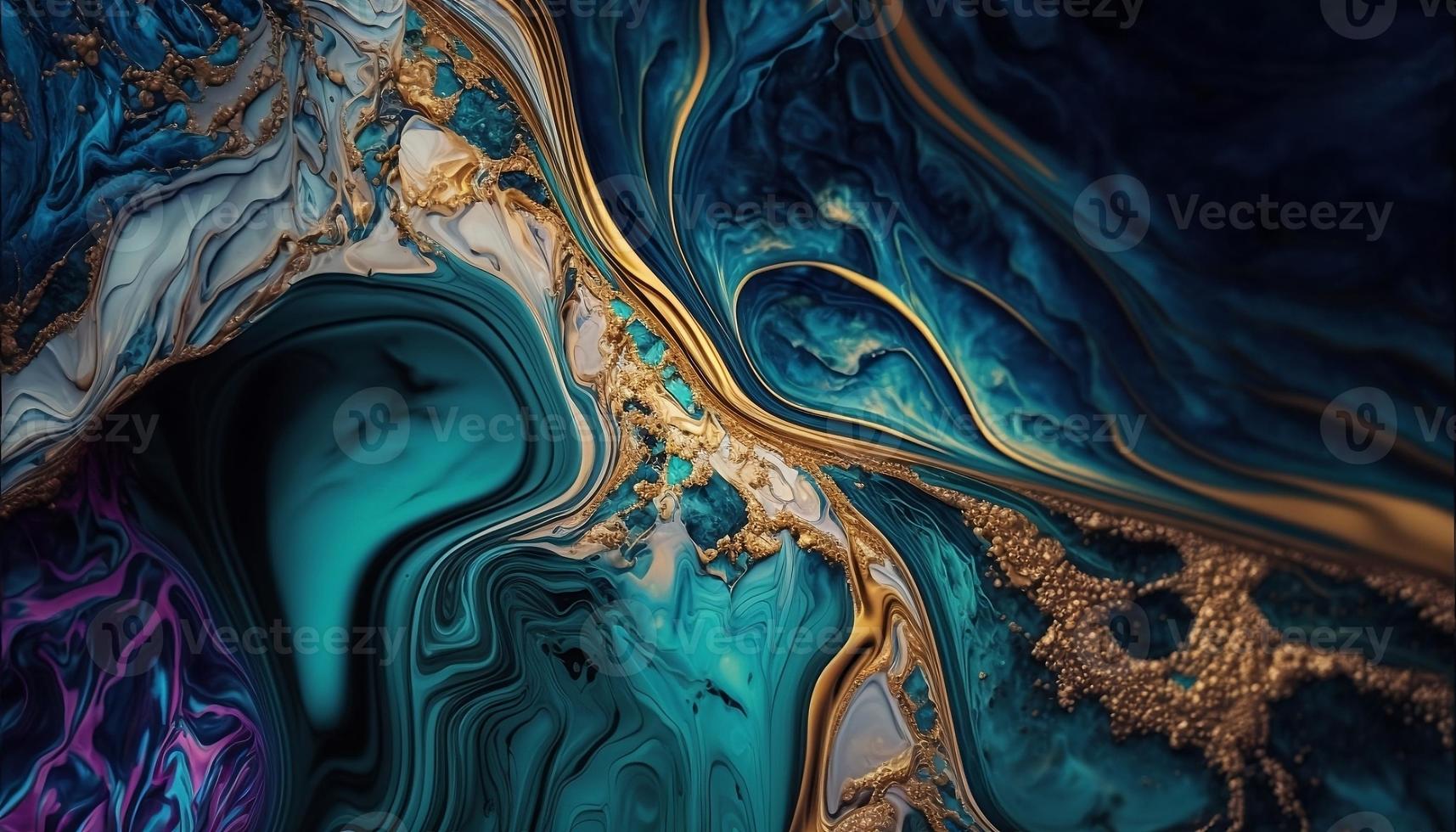 Mixture of acrylic paints. Trendy design. Marble effect painting. Graphic design. Contrast, liquid. photo