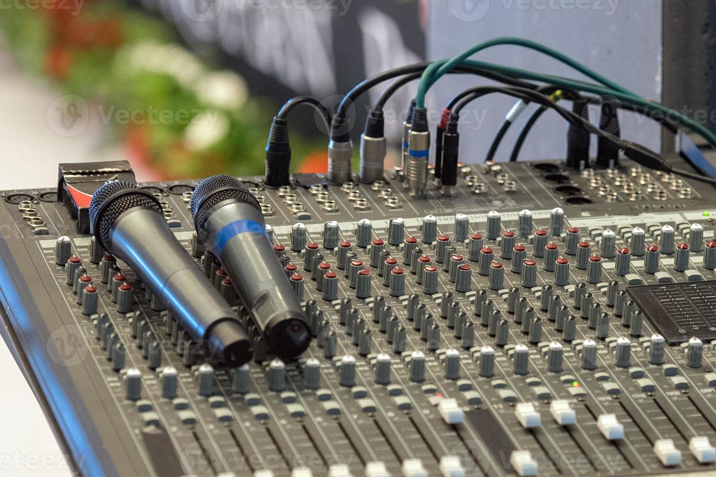 sound mixer and microphone close up photo