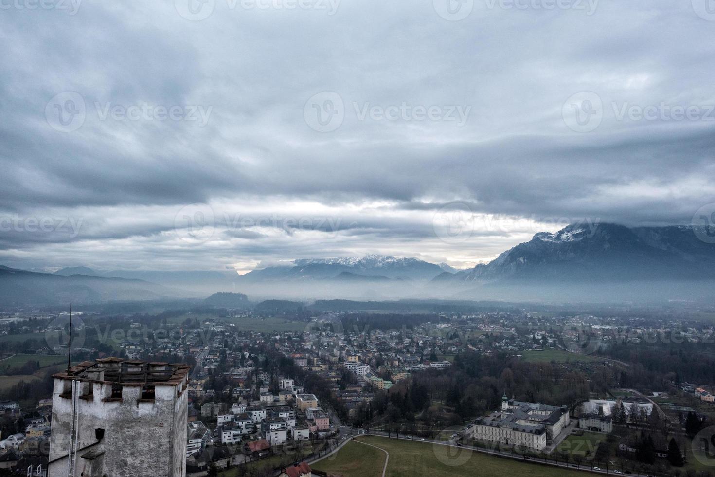 salzburgo castillo vista paisaje panorama foto