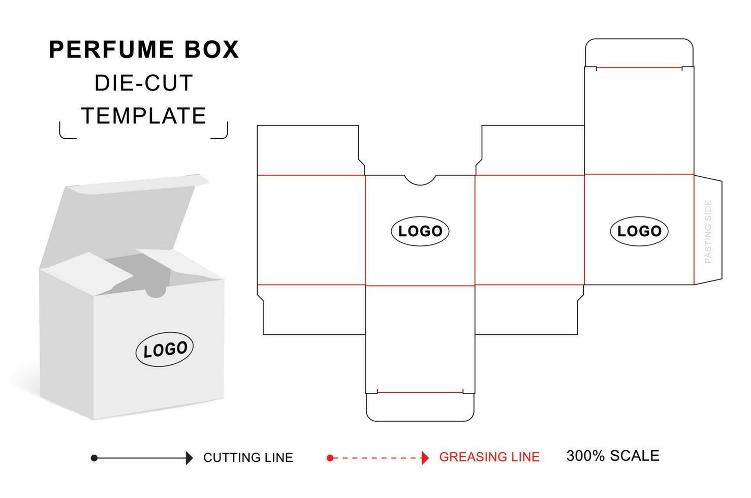 Perfume box die cut template vector