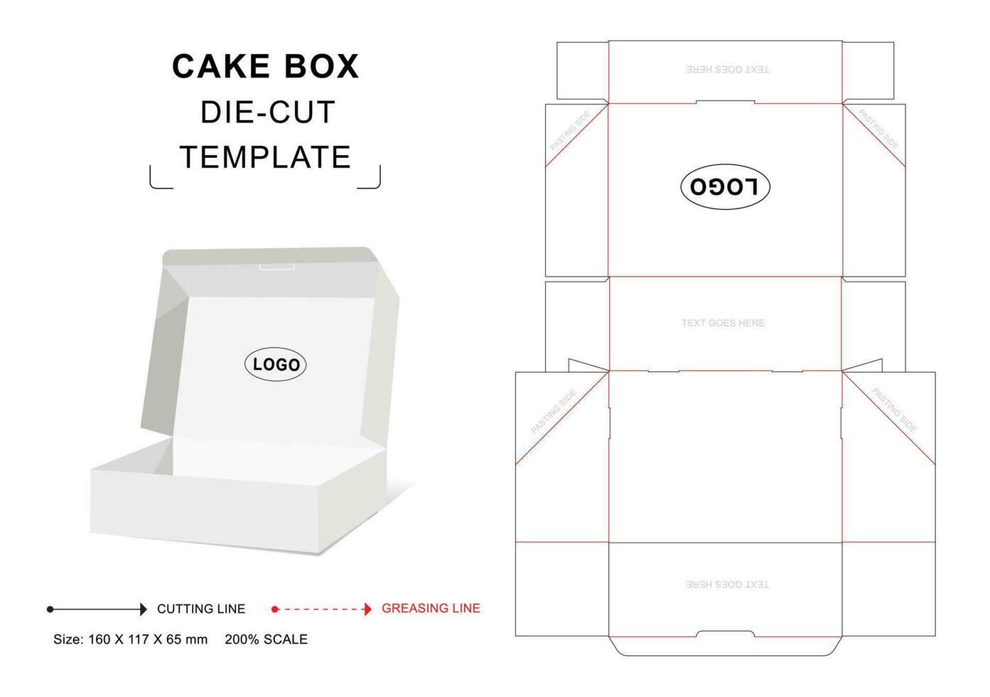 pastel caja morir cortar modelo vector