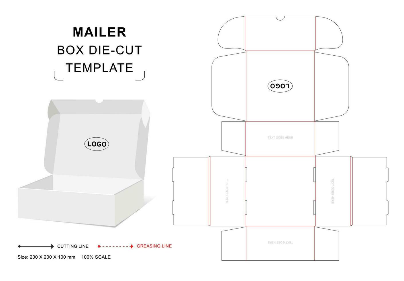 Mailer box die cut template vector