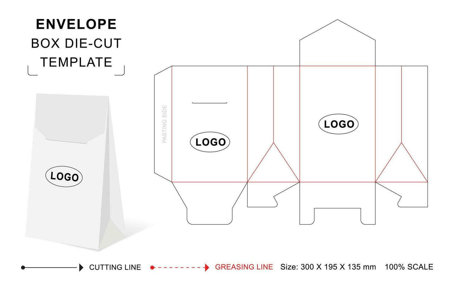 Envelope box die cut template vector