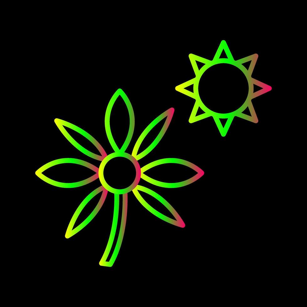 flor en icono de vector de luz solar