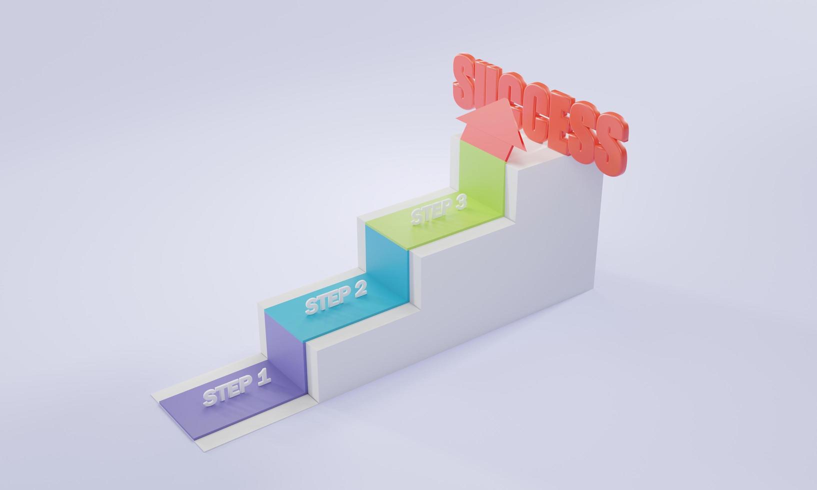 el infografia 3d flecha paso diagrama para negocio crecimiento y pasos a éxito, conceptos para negocio y financiero. 3d hacer ilustración. foto