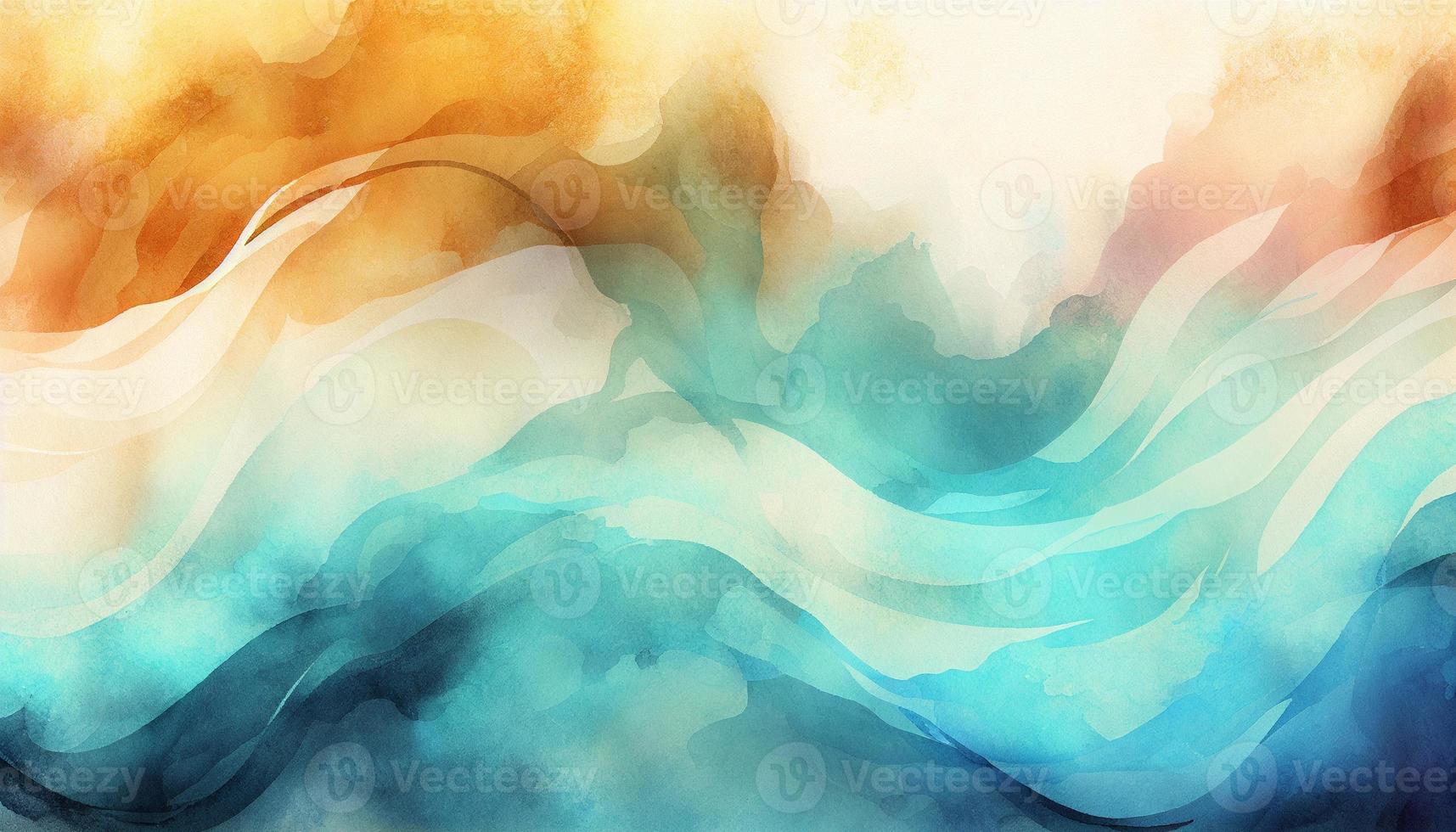 Watercolor texture waves soft colorw wavy background photo