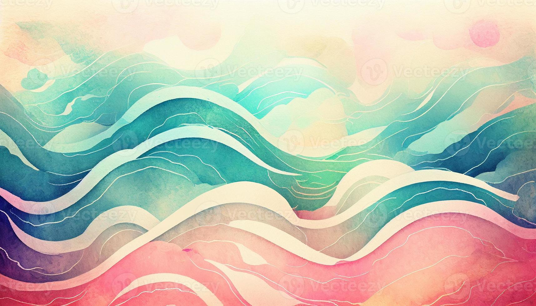 Watercolor texture waves soft colorw wavy background photo