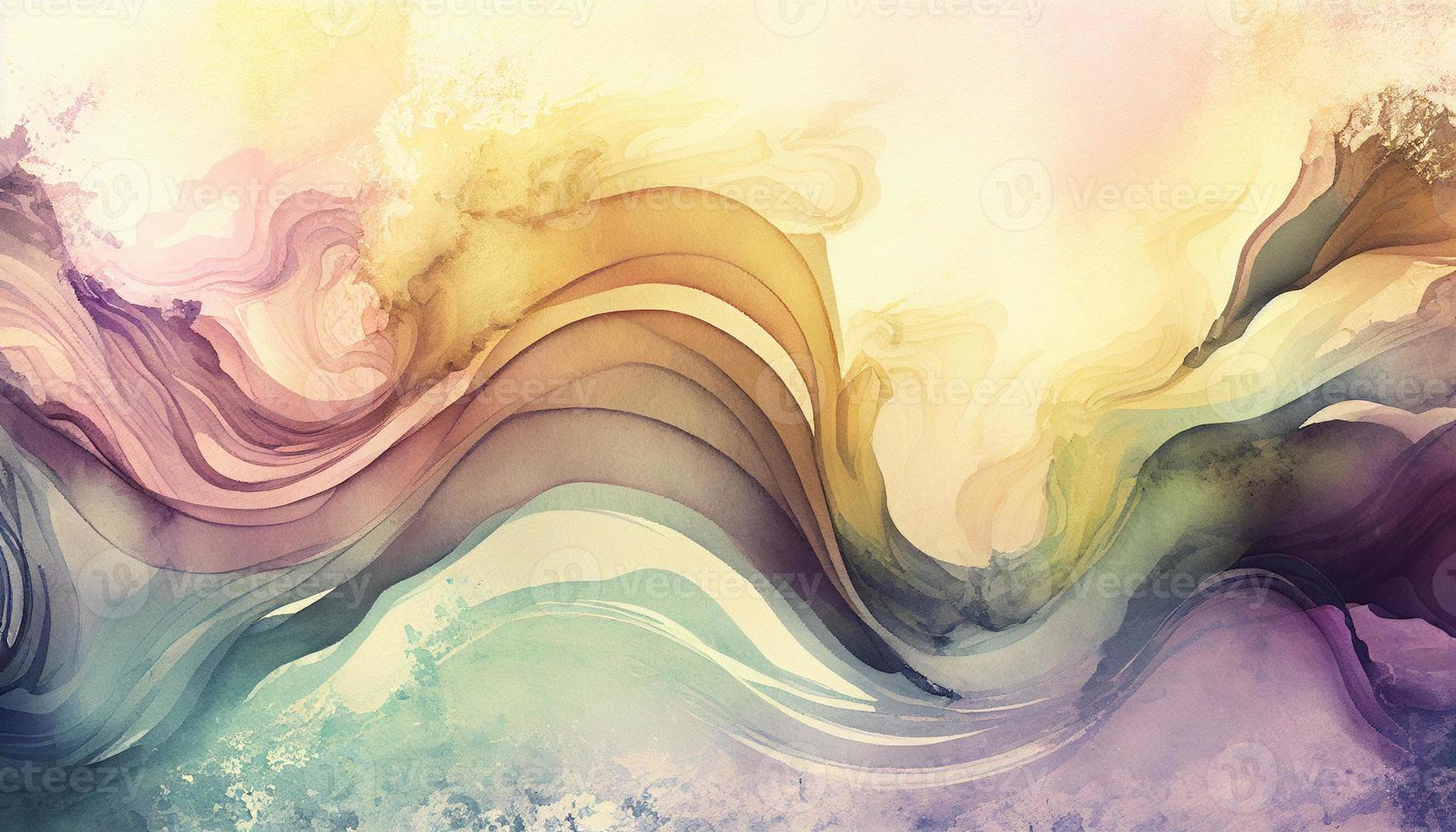 Watercolor texture waves soft colorw wavy background photo