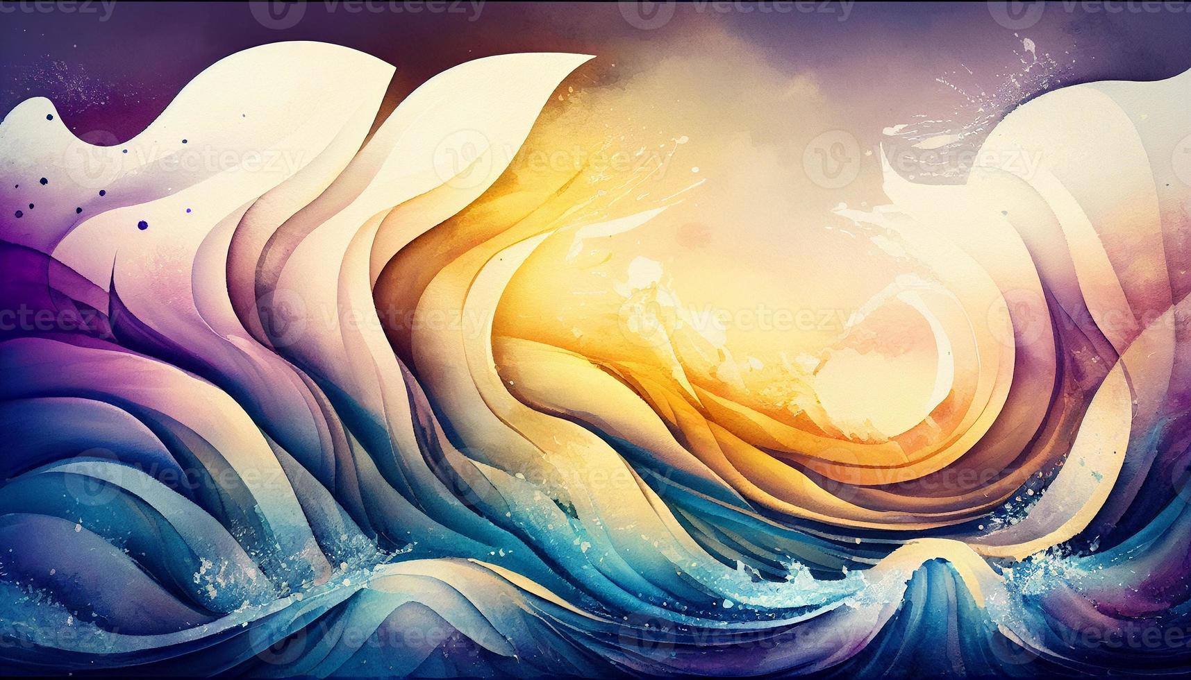 Watercolor texture waves soft colorw wavy background photo