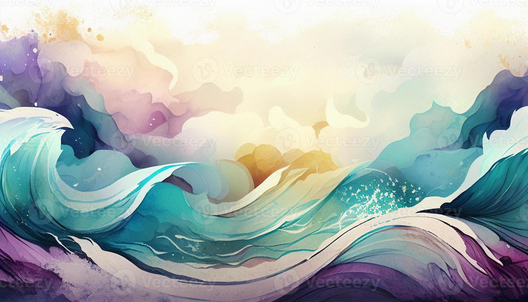 Watercolor texture waves soft colorw wavy background photo