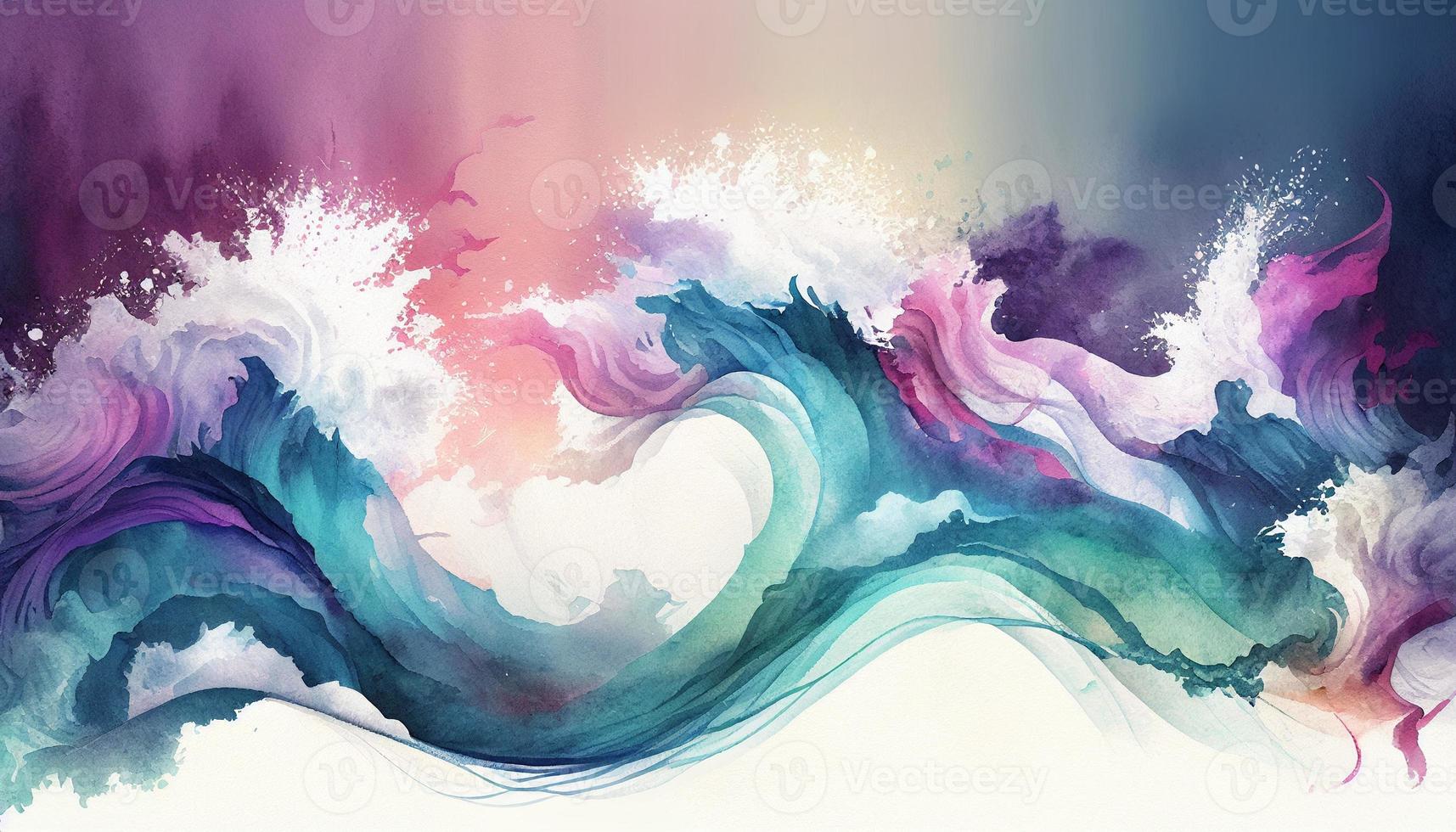 Watercolor texture waves soft colorw wavy background photo