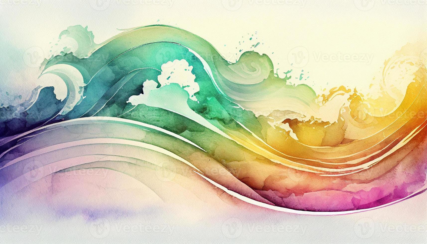 Watercolor texture waves soft colorw wavy background photo