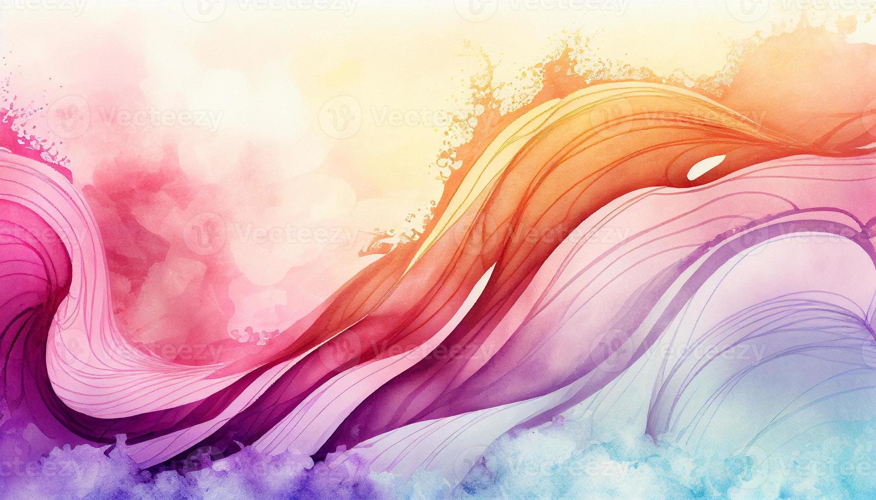 Watercolor texture waves soft colorw wavy background photo