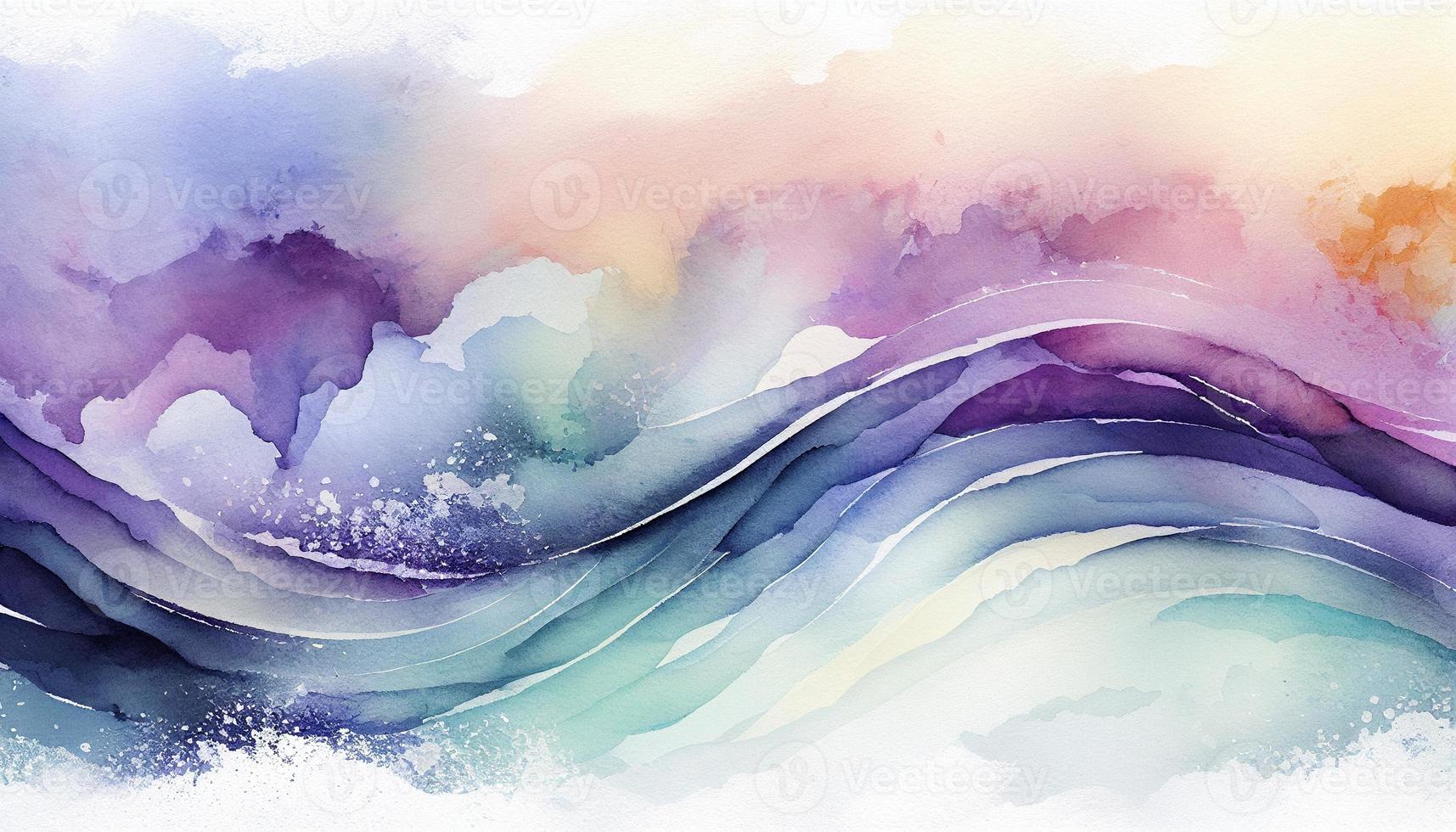 Watercolor texture waves soft colorw wavy background photo
