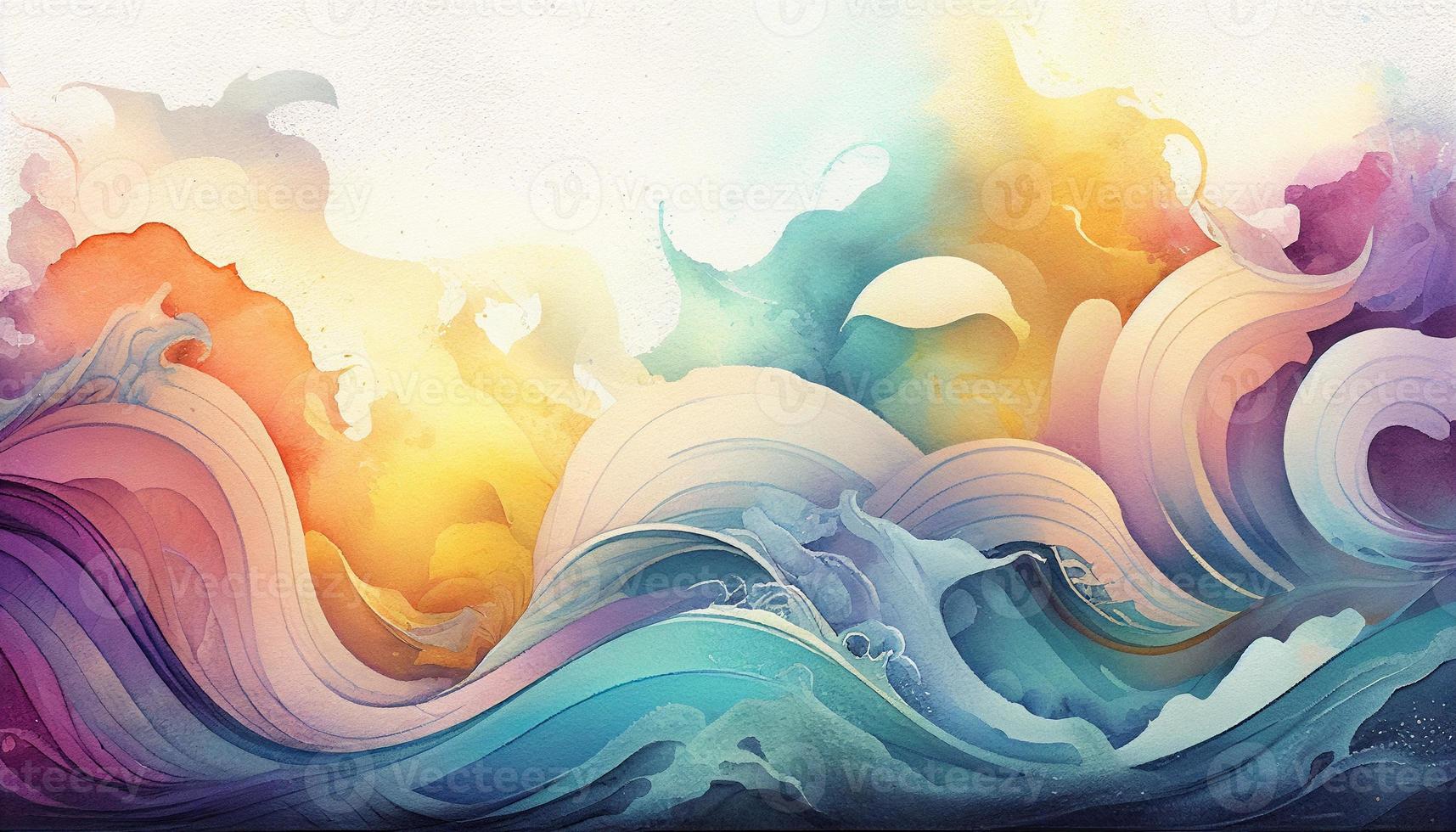 Watercolor texture waves soft colorw wavy background photo