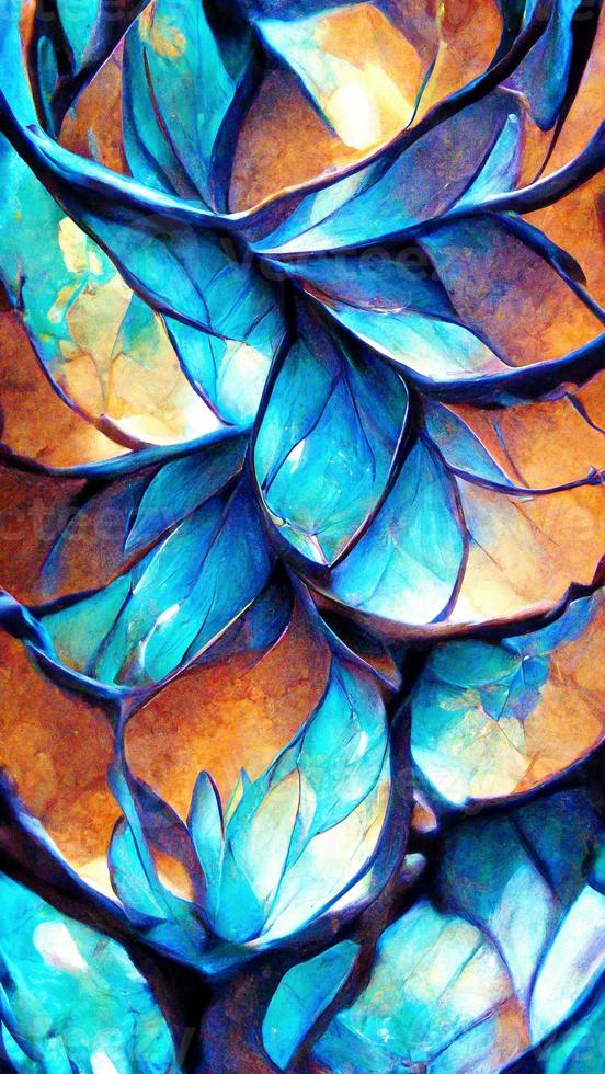 Mayan style blue glass fractal colorful illustration Generative AI Content by Midjourney photo