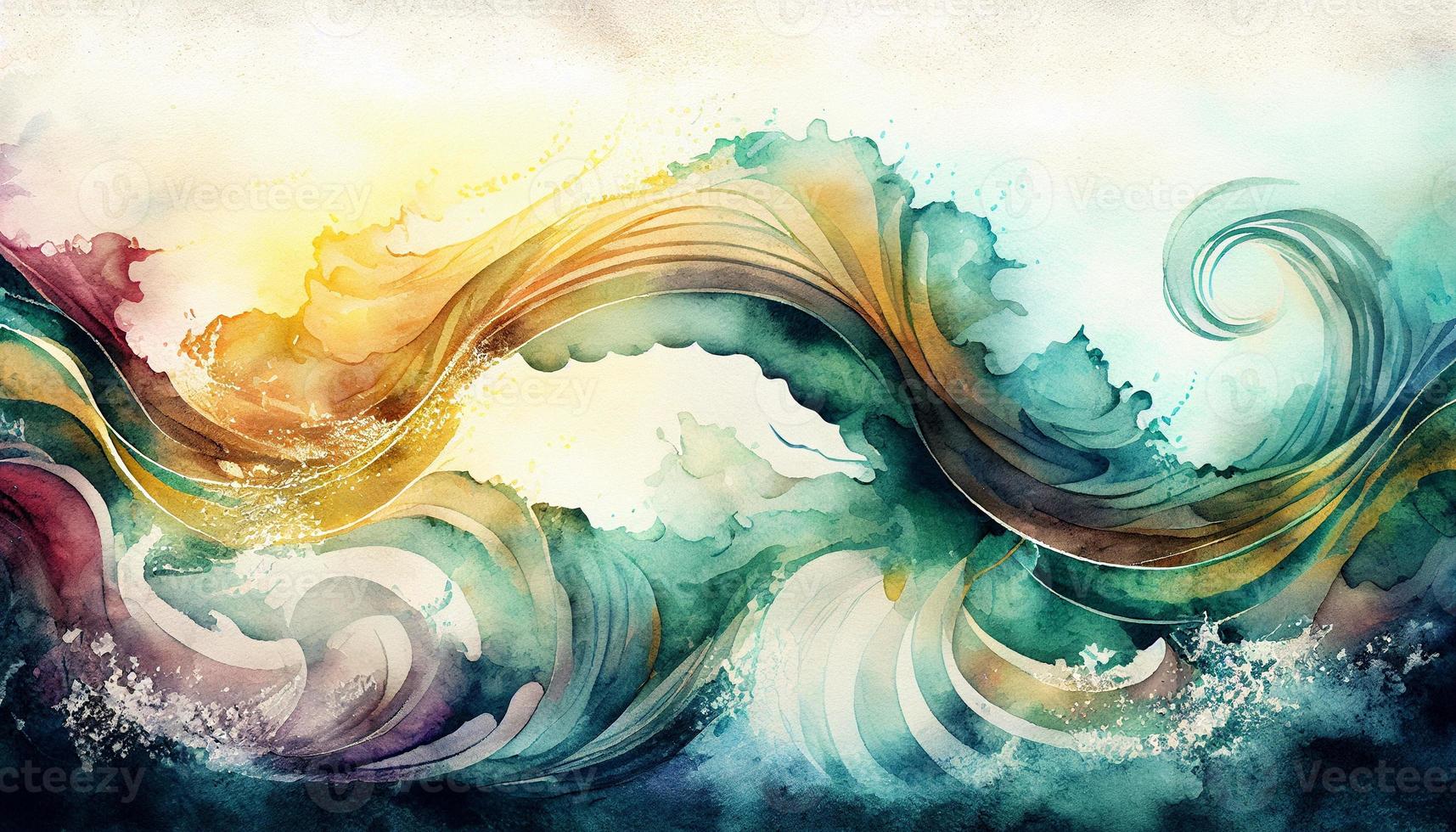 Watercolor texture waves soft colorw wavy background photo